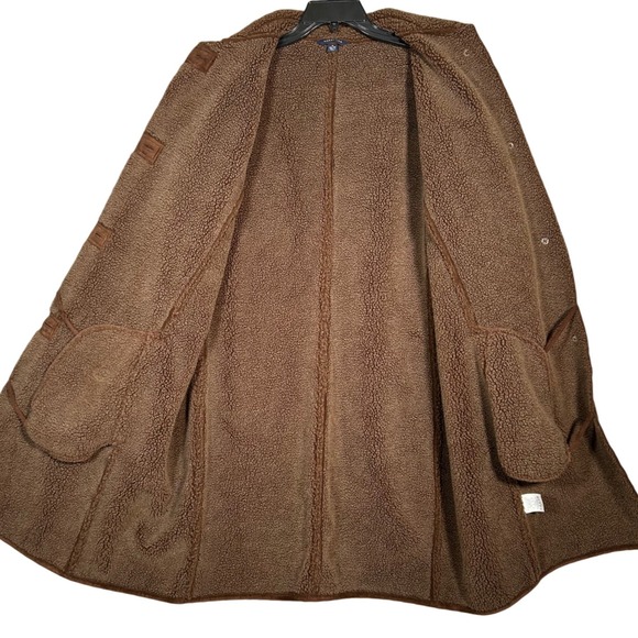 Lands End Brown Faux Suede Sherpa Lined Winter Coat Jacket Women's Size 1X - Picture 5 of 7